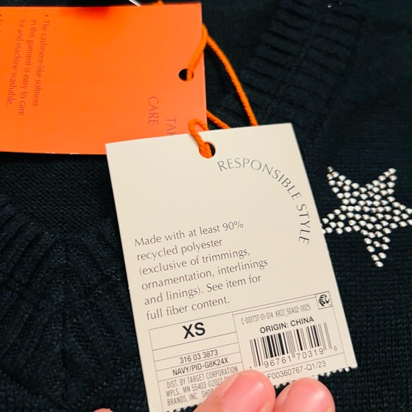 Women's Rhinestones Sweater V-Neck Pullover Sweater - Knox Rose Medium XS NWT - Picture 4 of 7